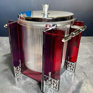 RARE! Art Deco Revival Acrylic Red/Purple Ice Bucket